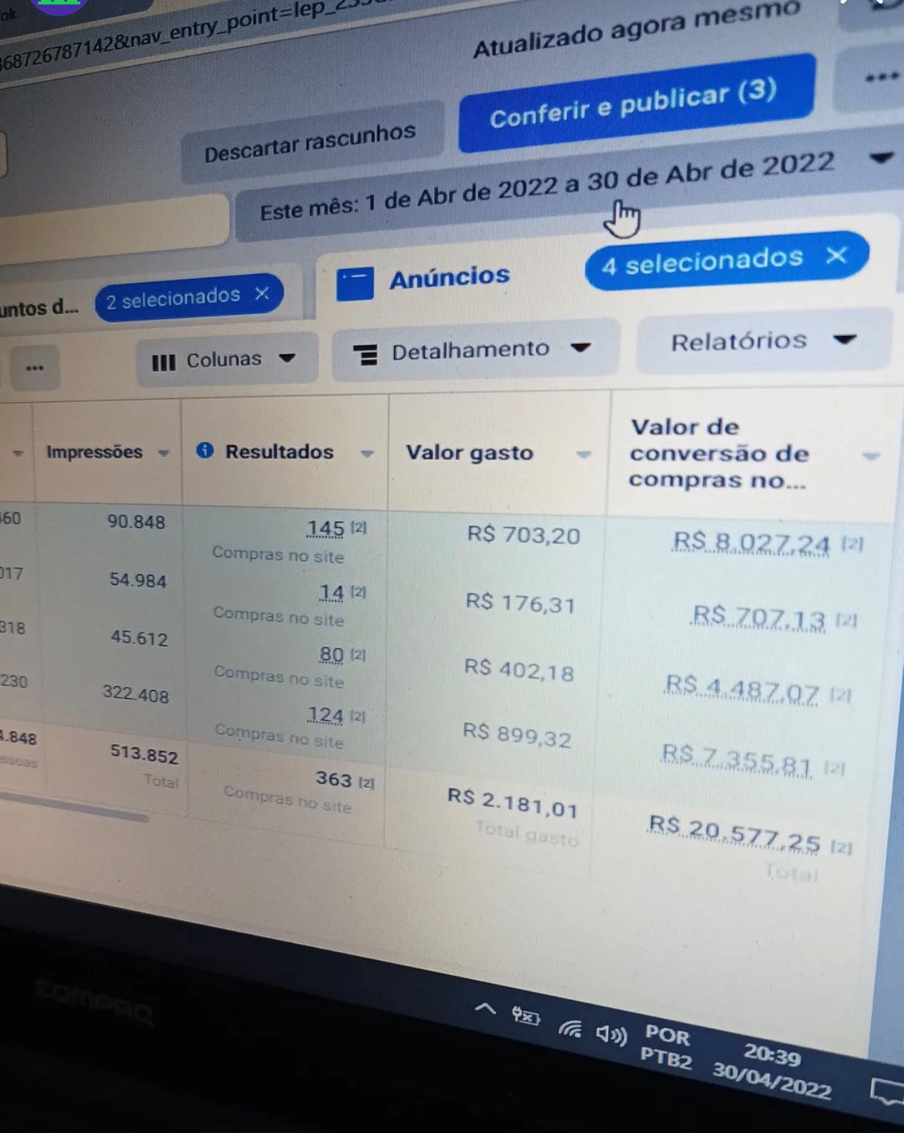 Print de resultado real de cliente da Gestão Jotta