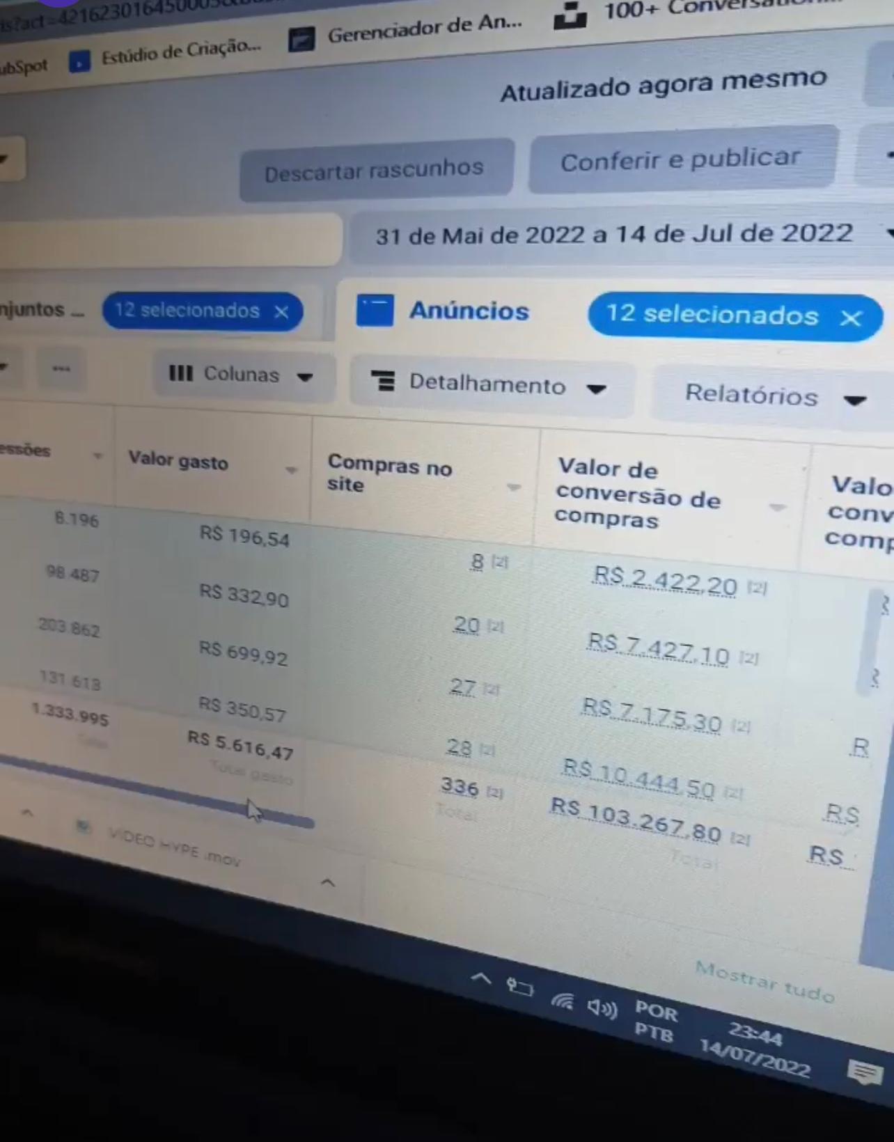Print de resultado real de cliente da Gestão Jotta