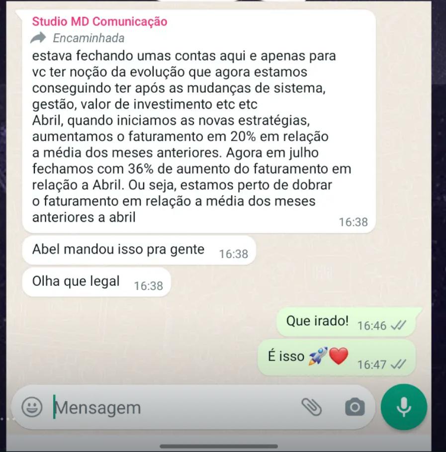 Print de resultado real de cliente da Gestão Jotta