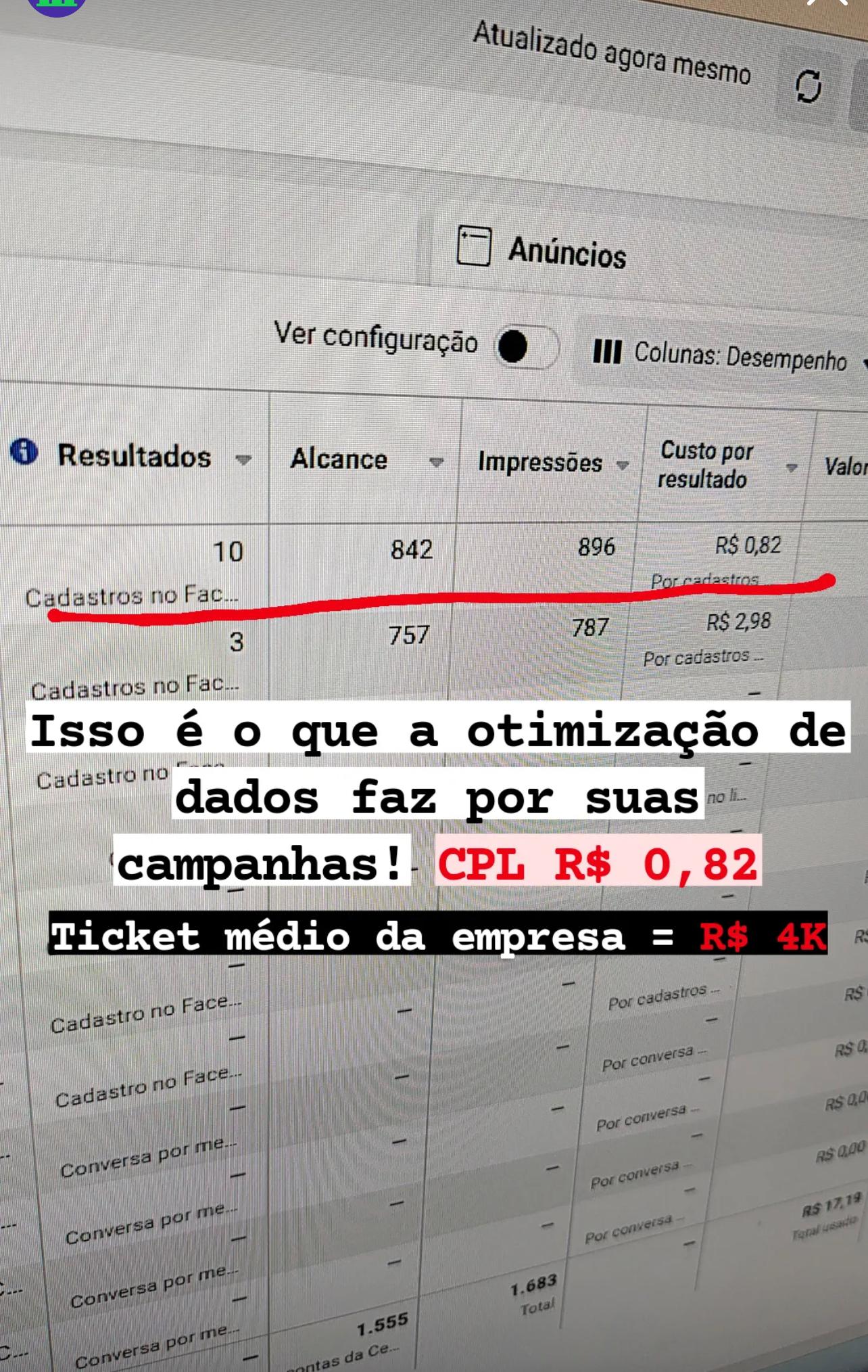 Print de resultado real de cliente da Gestão Jotta