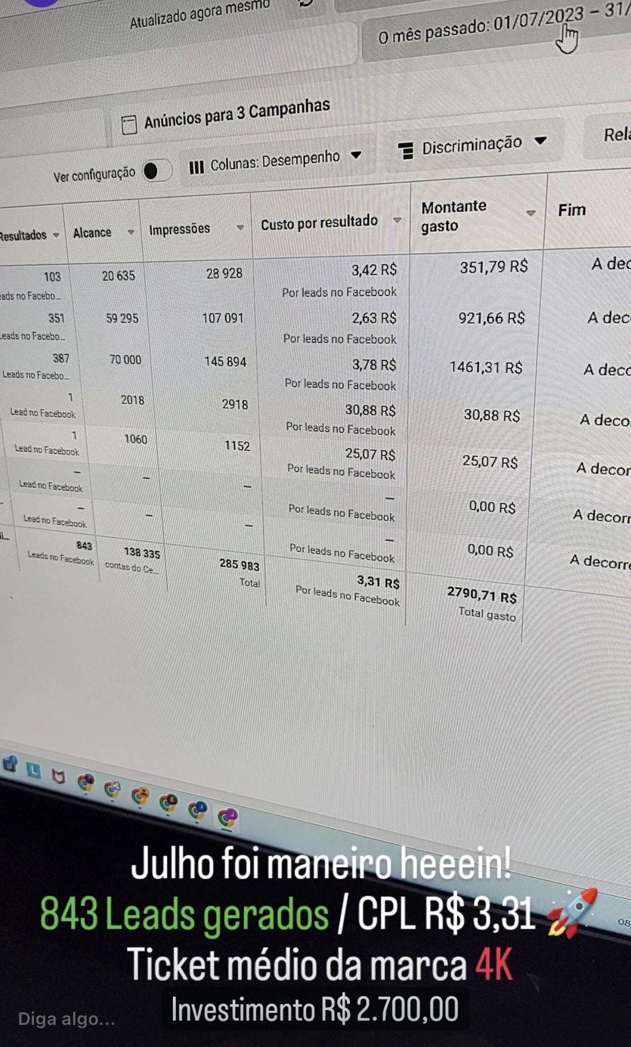 Print de resultado real de cliente da Gestão Jotta
